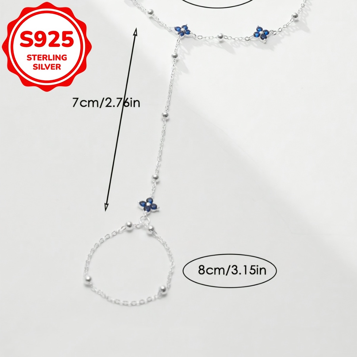 Women's Unique Blue Four-Leaf Clover Cubic Zirconia Bracelet